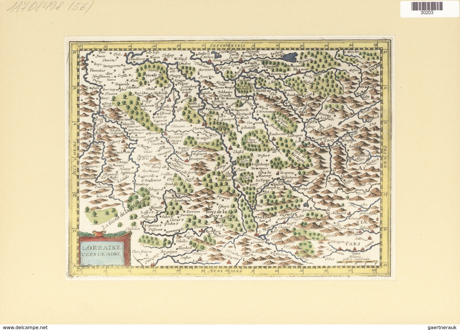 Landkarten Und Stiche: 1734. Lorraine Vers Le Midy, Published In The Mercator Atlas Minor 1734 Editi - Geografía