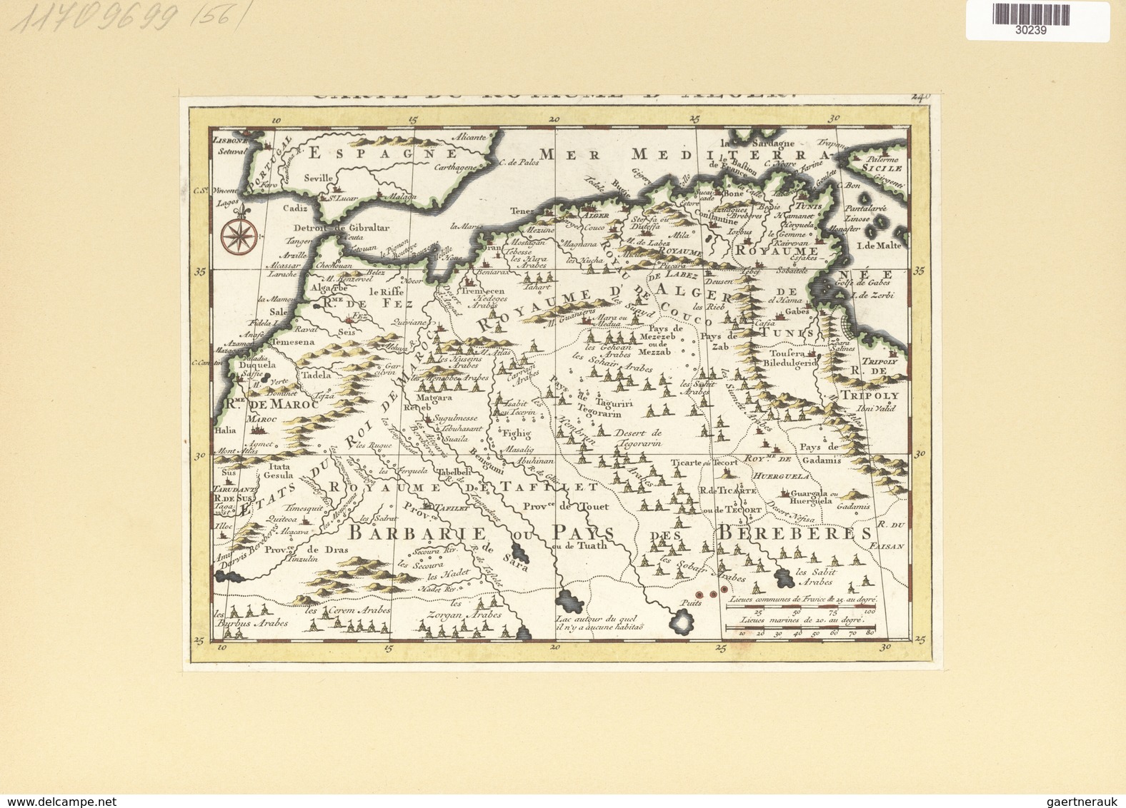 Landkarten Und Stiche: 1734. Carte Du Royaume D' Alger, As Published In The Mercator Atlas Minor 173 - Géographie