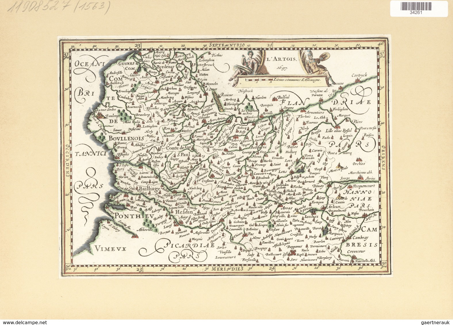 Landkarten Und Stiche: 1734. L'Artois. From The Mercator Atlas Minor Ca 1697, Later Altered By Nicol - Géographie