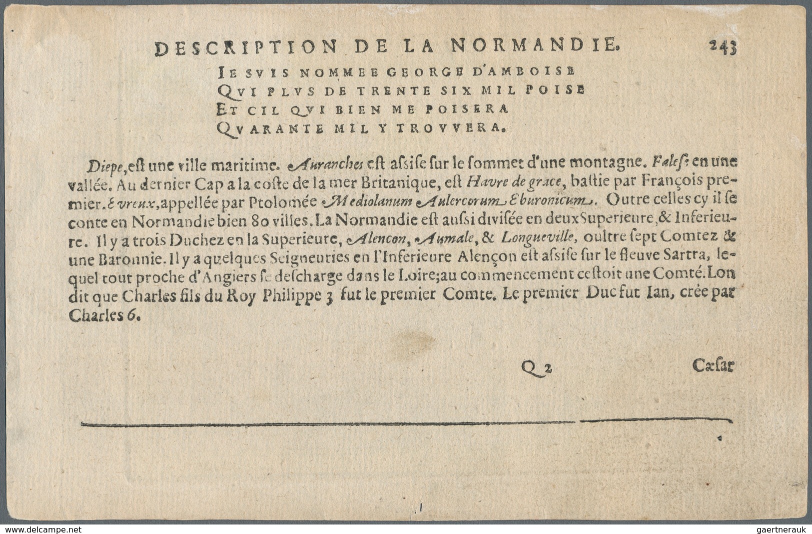 Landkarten Und Stiche: 1610. Anjou Et Lemaine, Descrit Des Andegav Et Cenoman En La Gaule Lugd. Bert - Geography