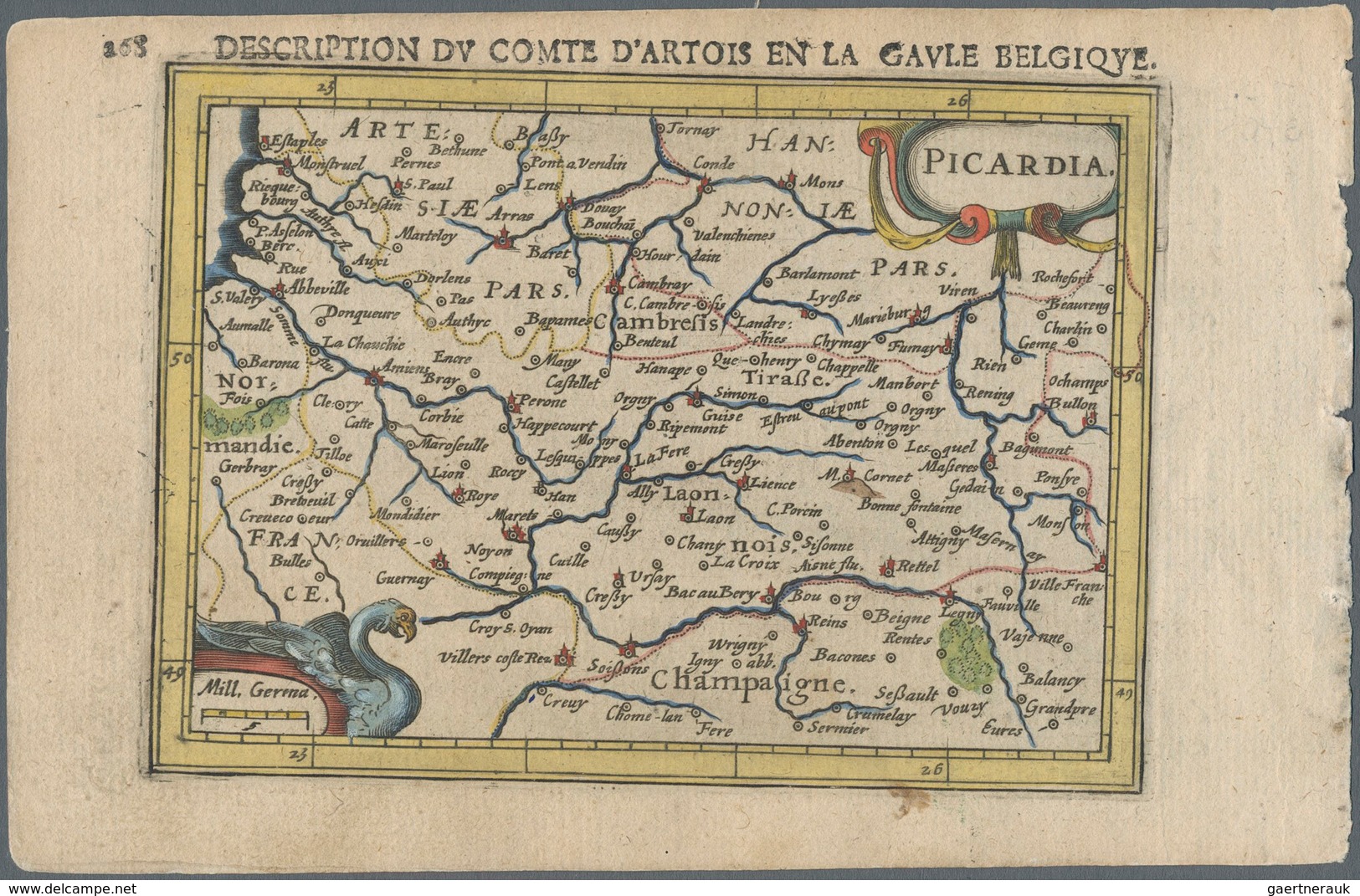 Landkarten Und Stiche: 1610. Picardia, Description Du Comte D'Artois En La Gaule Belgique. Bertius, - Geographie