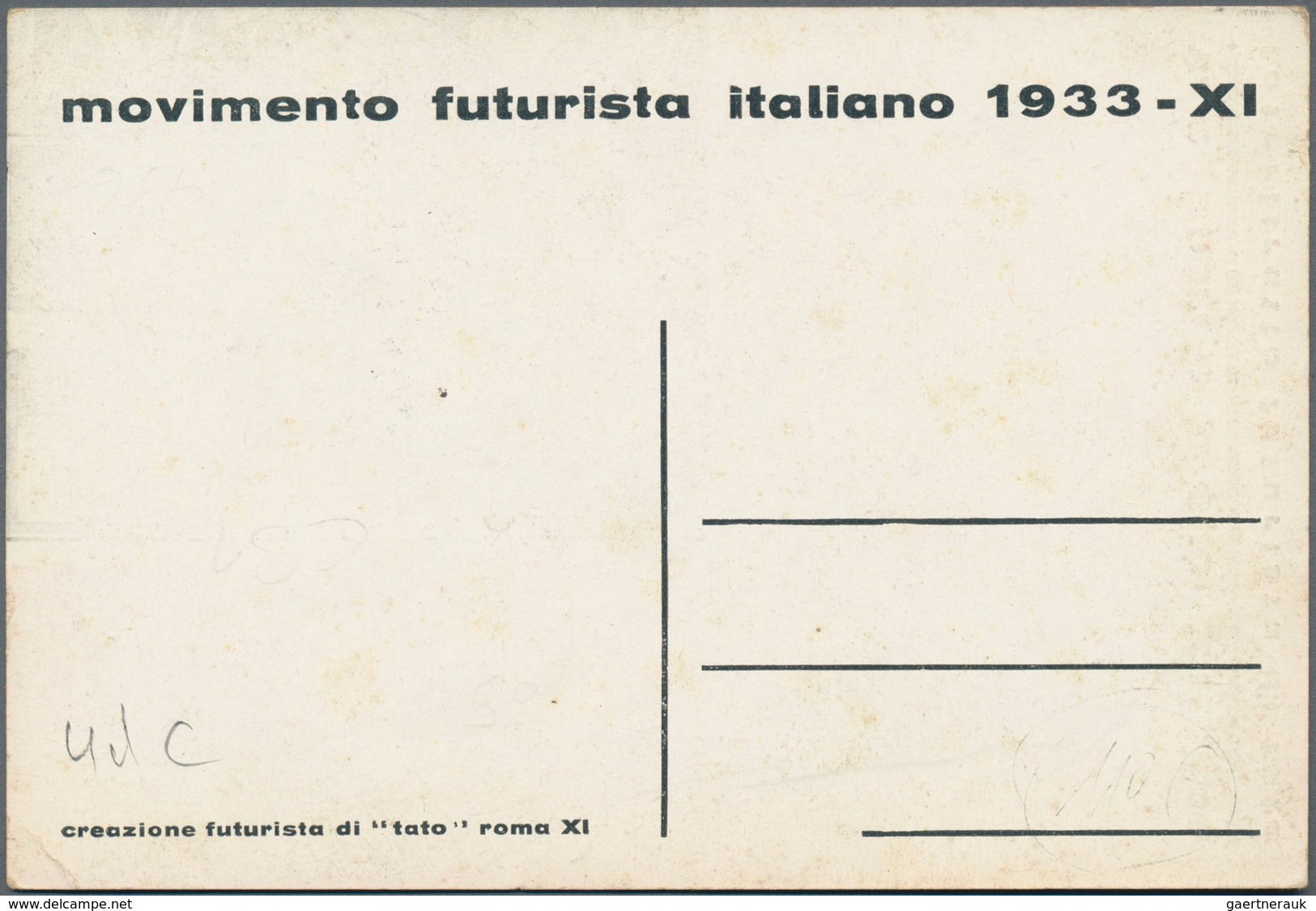 Ansichtskarten: Künstler / Artists: FUTURISMUS ITALIEN, "movimento Futurista Italiano 1933" Ungebrau - Ohne Zuordnung