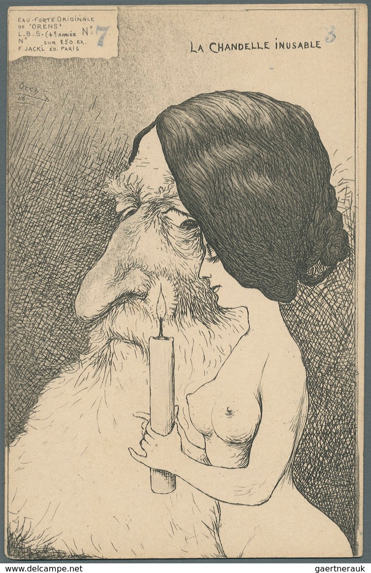 Ansichtskarten: Künstler / Artists: Orens Denizard, Le Burin Satirique, 1906, insgesamt 10 Karten (N