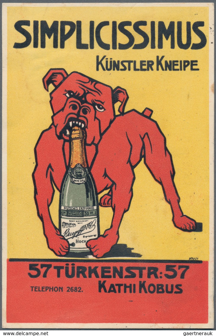 Ansichtskarten: Künstler / Artists: SIMPLICISSIMUS, Künstler Kneipe München Türkenstr. 57, Bulldogge - Unclassified