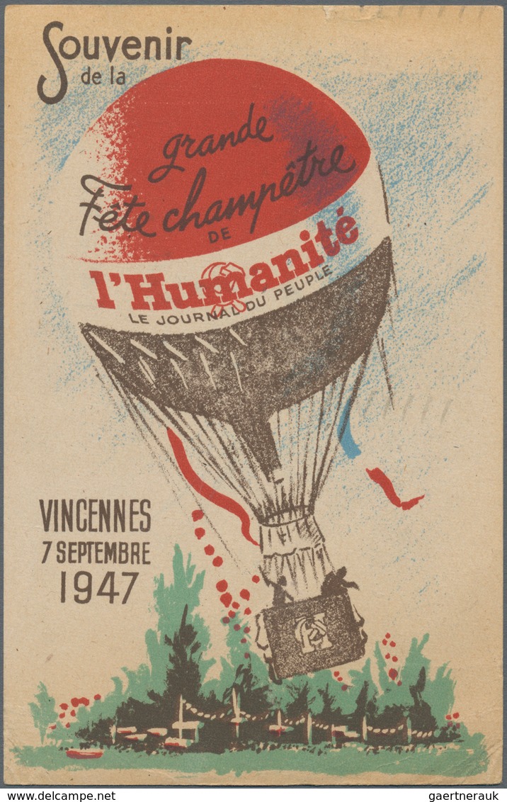 Ansichtskarten: Politik / Politics: 1947, "Grande Féte Champétre De L'Humanité Vincennes 7 Septembre - Personnages