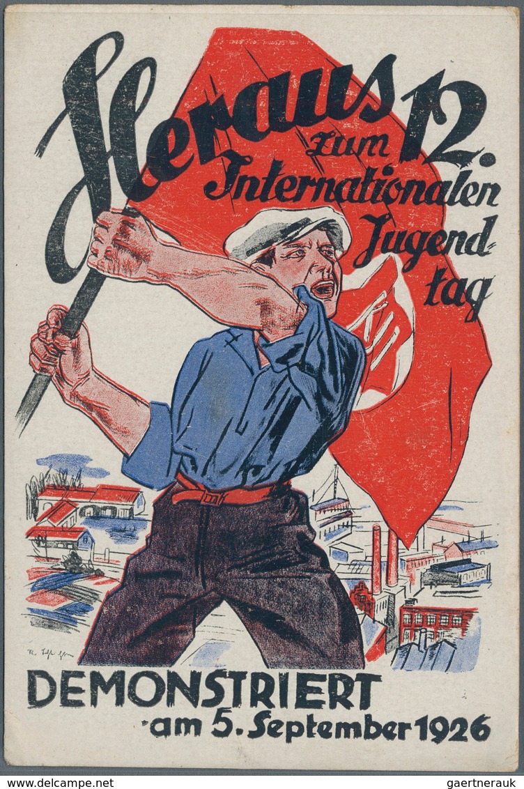 Ansichtskarten: Politik / Politics: DEUTSCHLAND 1926, "Heraus Zum 12. Internationalen Jugendtag Demo - Personnages