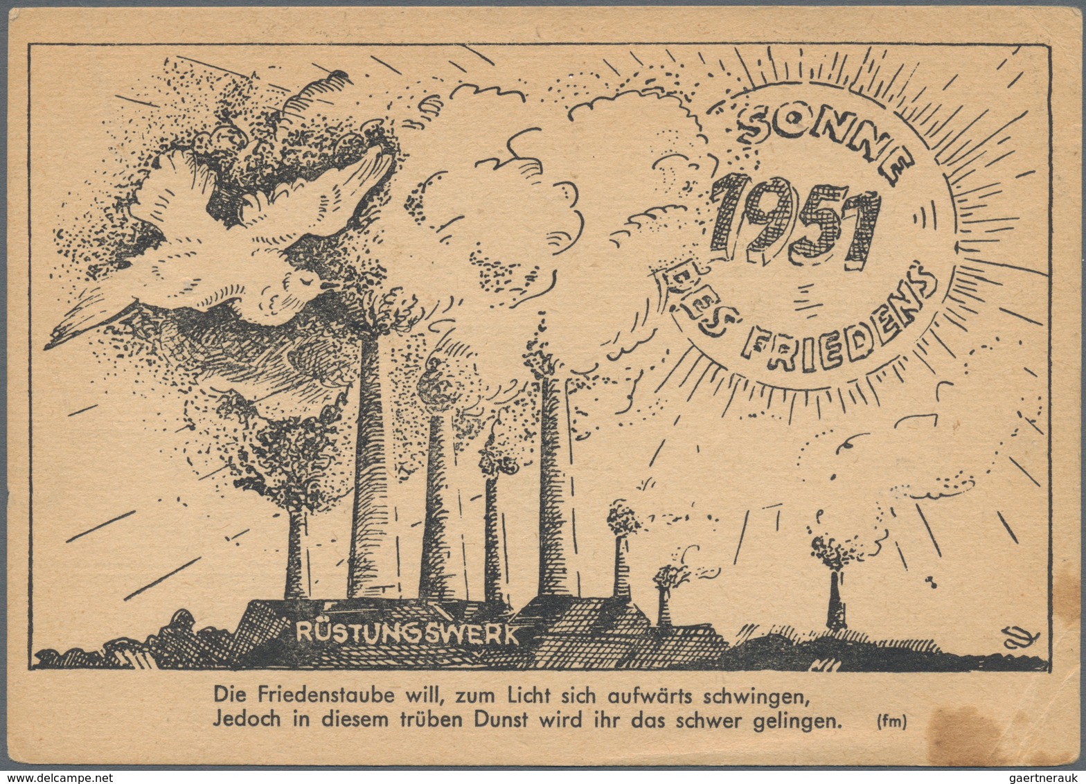 Ansichtskarten: Politik / Politics: DEUTSCHLAND, "Sonne Des Friedens 1951 Rüstungswerk", Politische - Personajes