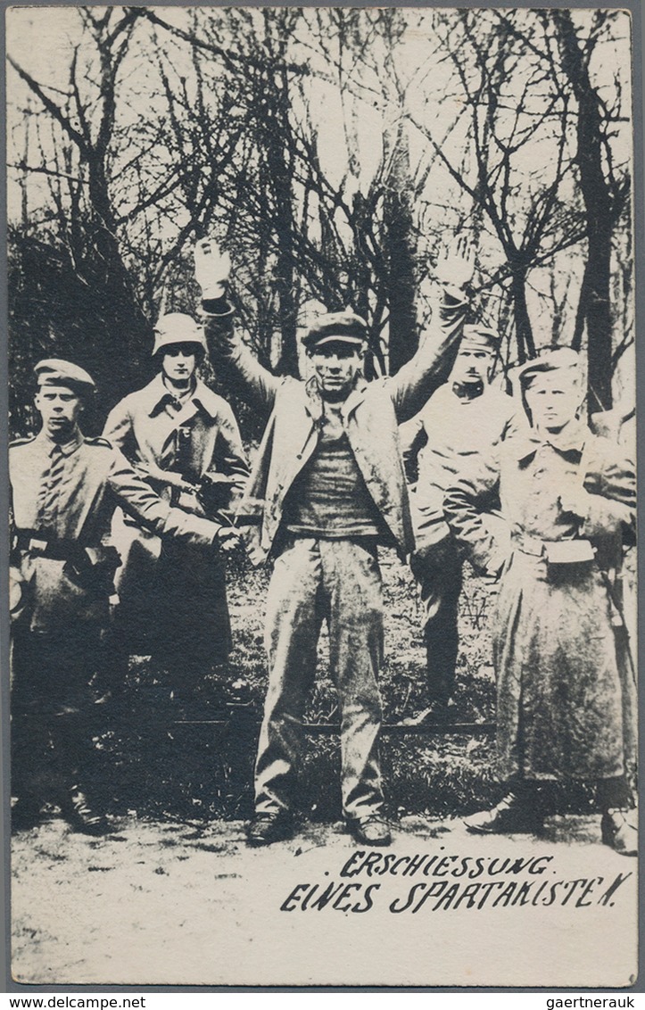 Ansichtskarten: Politik / Politics: MÜNCHEN REVOLUTION 1919, Drei Echtfotokarten "Ohne Fleischmarken - Personnages