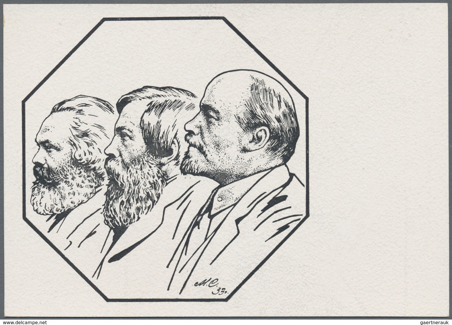 Ansichtskarten: Politik / Politics: RUSSLAND, Zwei Russische Propagandakarten Marx, Engels Und Lenin - Personnages