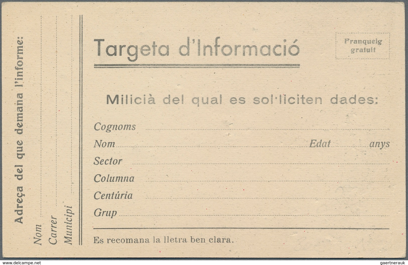 Ansichtskarten: Politik / Politics: SPANISCHER BÜRGERKRIEG 1936/1939, Propagandakarte Des Verteidigu - People