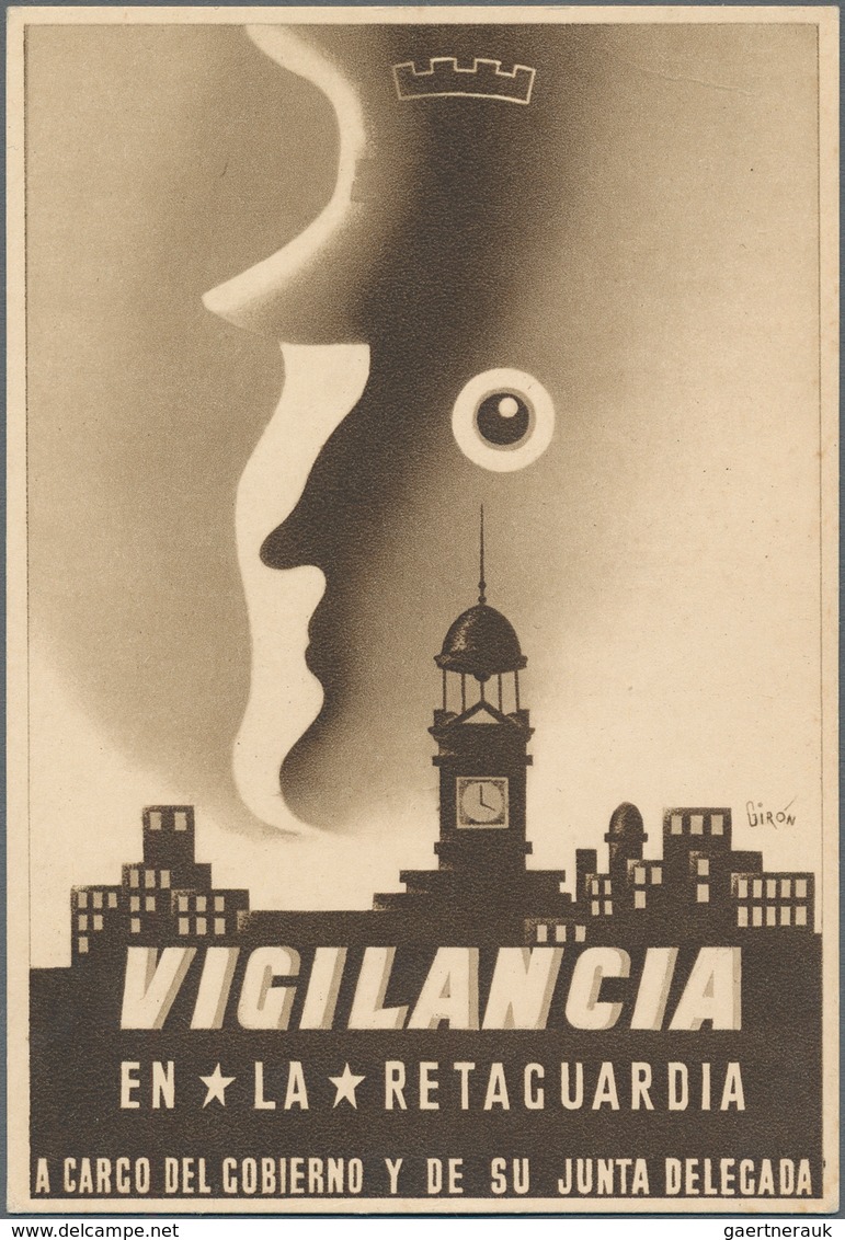 Ansichtskarten: Politik / Politics: SPANISCHER BÜRGERKRIEG 1936/1939, Propagandakarte Der Junta De D - Persönlichkeiten