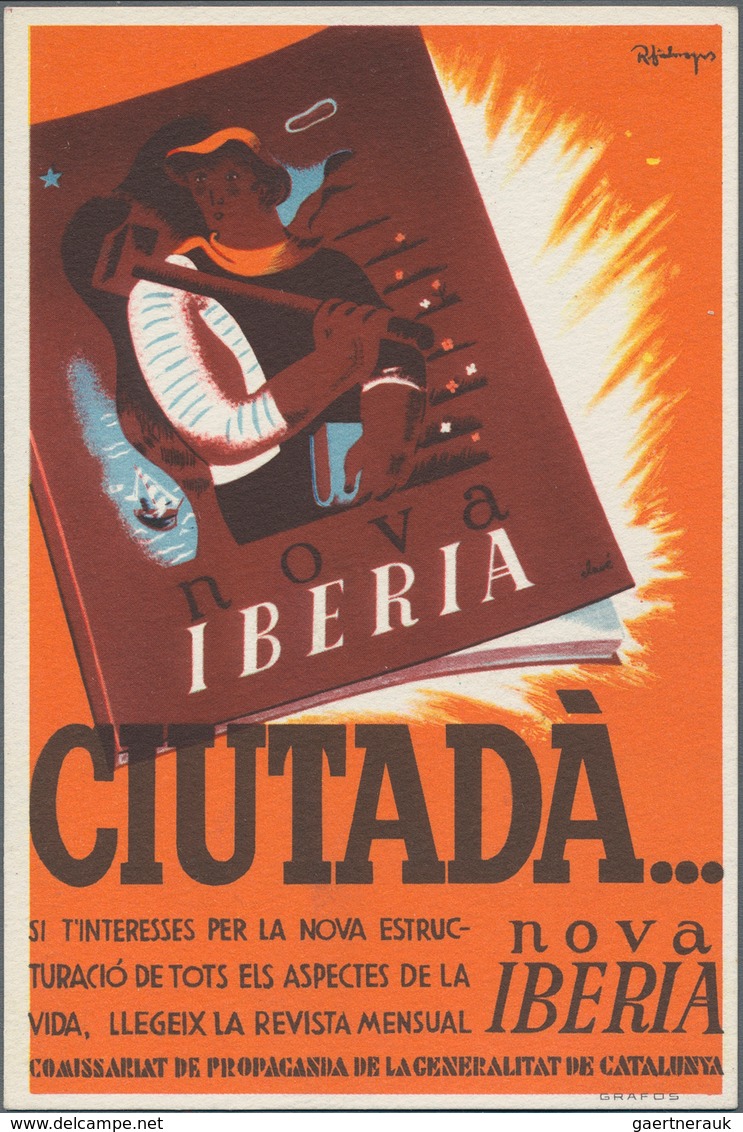 Ansichtskarten: Politik / Politics: SPANISCHER BÜRGERKRIEG 1936/1939, Katalanische Propagandakarte " - Personnages