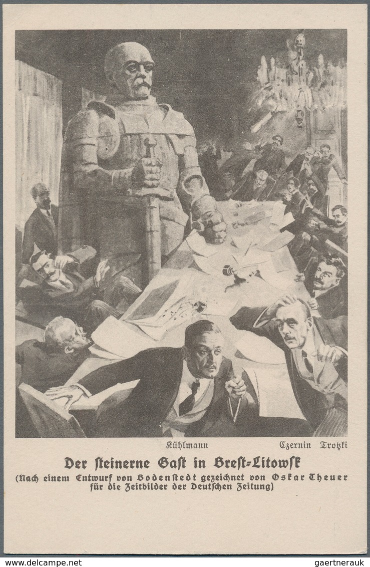 Ansichtskarten: Politik / Politics: 1918, Friedensvertrag Von Brest-Litowsk "Der Steinerne Gast In B - Personnages