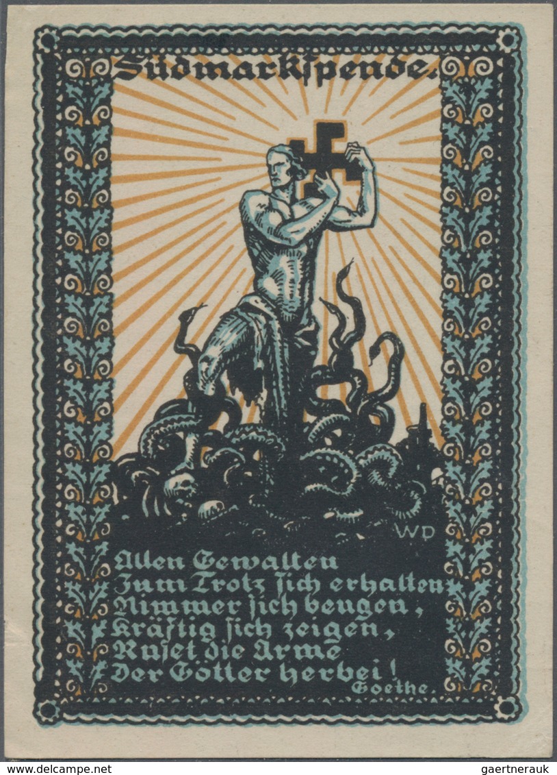 Ansichtskarten: Propaganda: 1921, Südmarkspende, 10 Kr. Spendenschein, Seltene Frühe Ausgabe. - Partis Politiques & élections