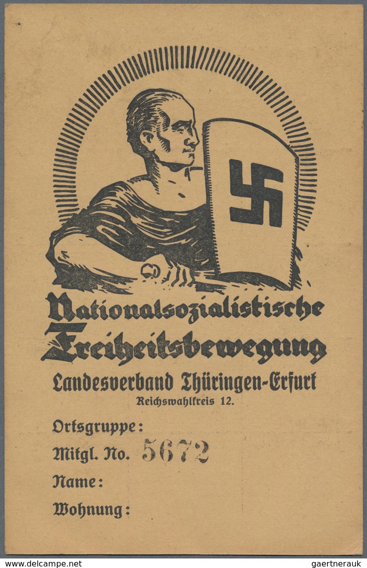 Ansichtskarten: Propaganda: 1921, Mitgliedskarte Für Die "Nationalsozialistischen Freiheitsbewegung" - Politieke Partijen & Verkiezingen