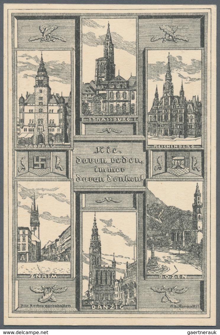 Ansichtskarten: Propaganda: 1921. "Nie Davon Reden, Immer Daran Denken! Troppau, Strassburg, Reichen - Partis Politiques & élections