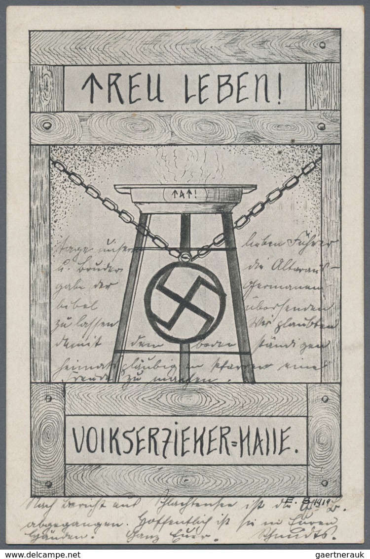 Ansichtskarten: Propaganda: 1922. Treu Leben! Volkserzieher Halle / Live True, Children's Education - Parteien & Wahlen