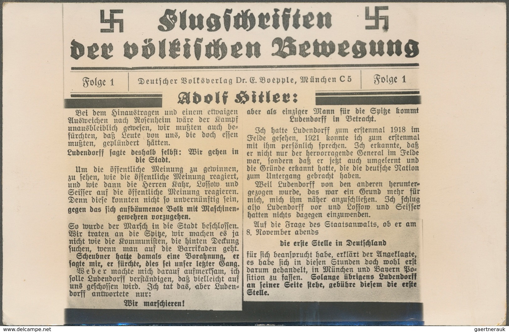 Ansichtskarten: Propaganda: 1924, "Flugschriften Der Völkischen Bewegung" Mit Text Von Adolf Hitler, - Parteien & Wahlen