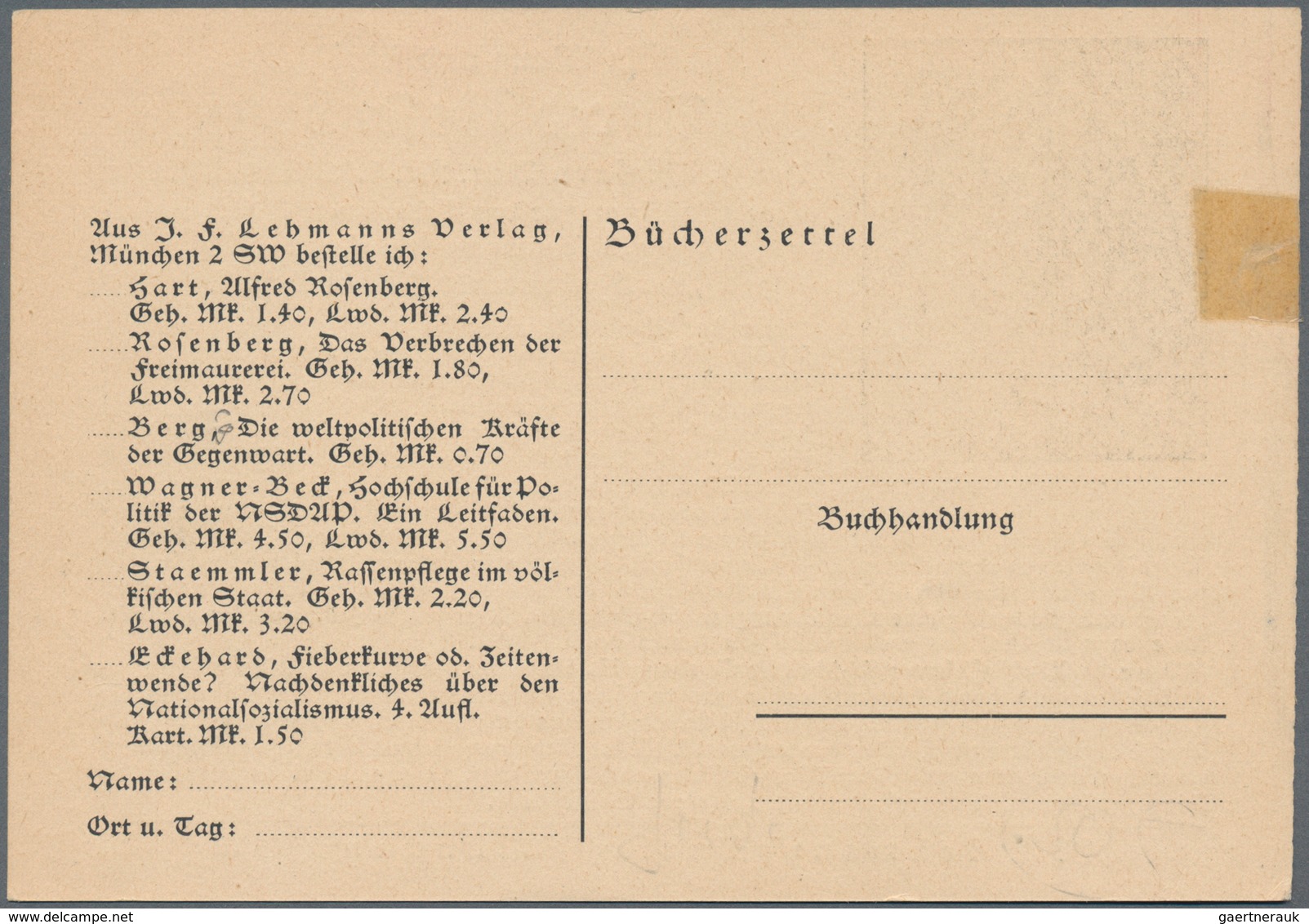 Ansichtskarten: Propaganda: 1930 Ca., "Ein Mann Und Sein Werk Alfred Rosenberg" Von F. Th. Hart, Ein - Politieke Partijen & Verkiezingen