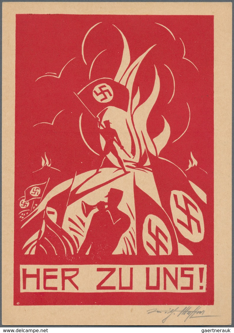 Ansichtskarten: Propaganda: 1930 Ca., "HER ZU UNS", Frühe Und Sehr Selten SA-Karte Mit Original Sign - Parteien & Wahlen