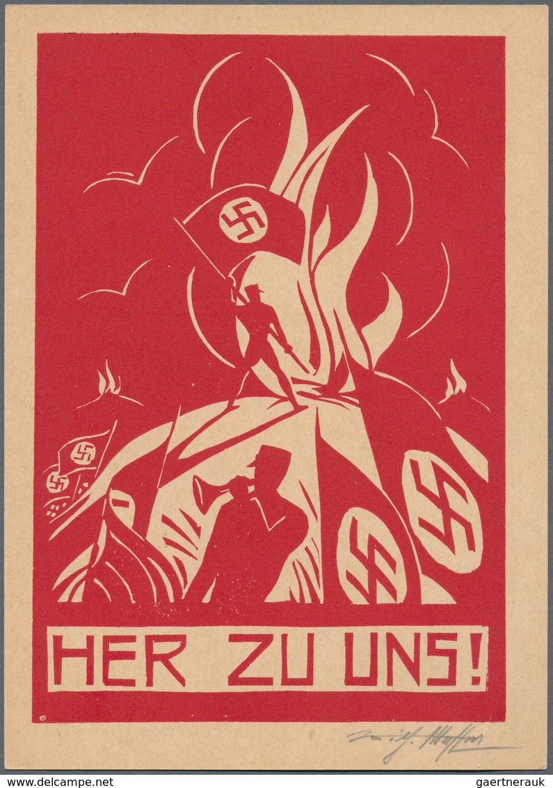 Ansichtskarten: Propaganda: 1930 Ca., "HER ZU UNS", Frühe Und Sehr Selten SA-Karte Mit Original Sign - Politieke Partijen & Verkiezingen