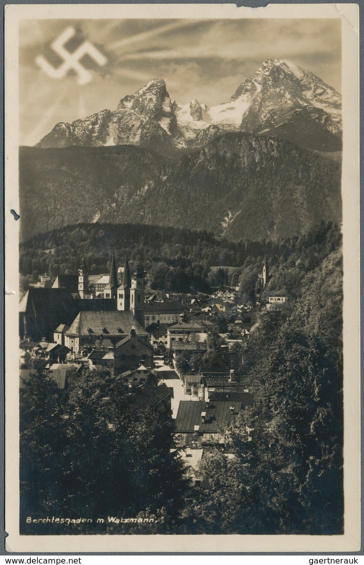 Ansichtskarten: Propaganda: 1930/1934, 3 Fotokarten Mit Aufgehender Hakenkreuz-Sonne Aus Berchtesgad - Politieke Partijen & Verkiezingen