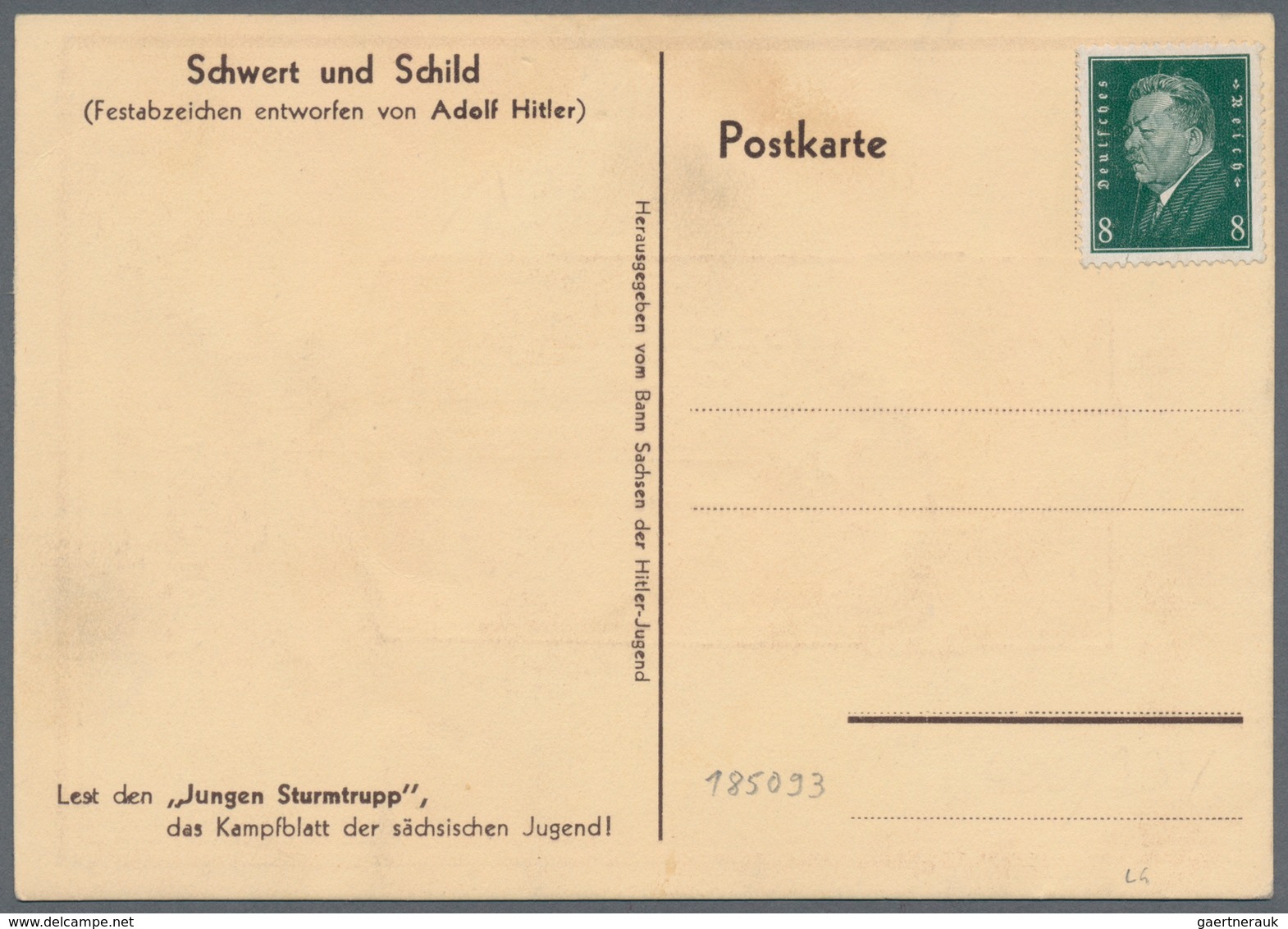 Ansichtskarten: Propaganda: 1932. Opferkarte Für Die Sächsiche Hitler-Jugend = Potsdam = 1. Reichsta - Political Parties & Elections