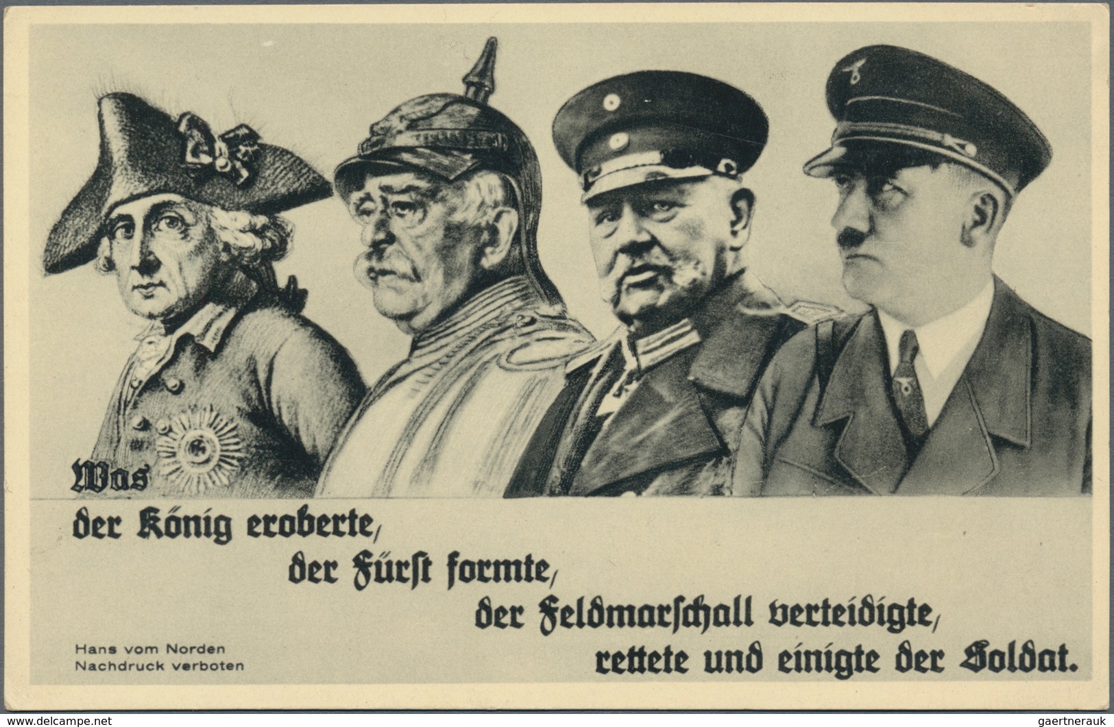 Ansichtskarten: Propaganda: 1933 Ca., "Was Der König Eroberte, Der Fürst Formte, Der Feldmarschall V - Parteien & Wahlen