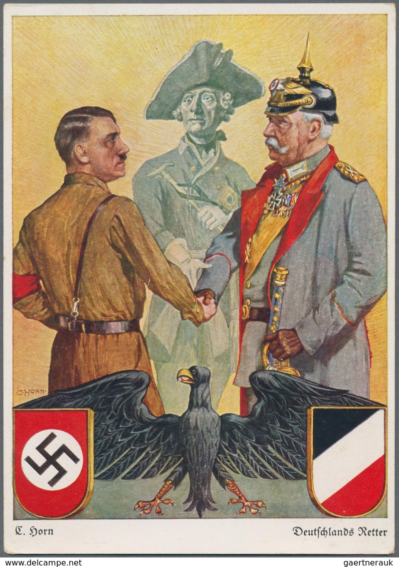 Ansichtskarten: Propaganda: 1933 (ca). NSDAP Propaganda-Farbkarte "Deutschlands Retter" Mit Abbildun - Politieke Partijen & Verkiezingen