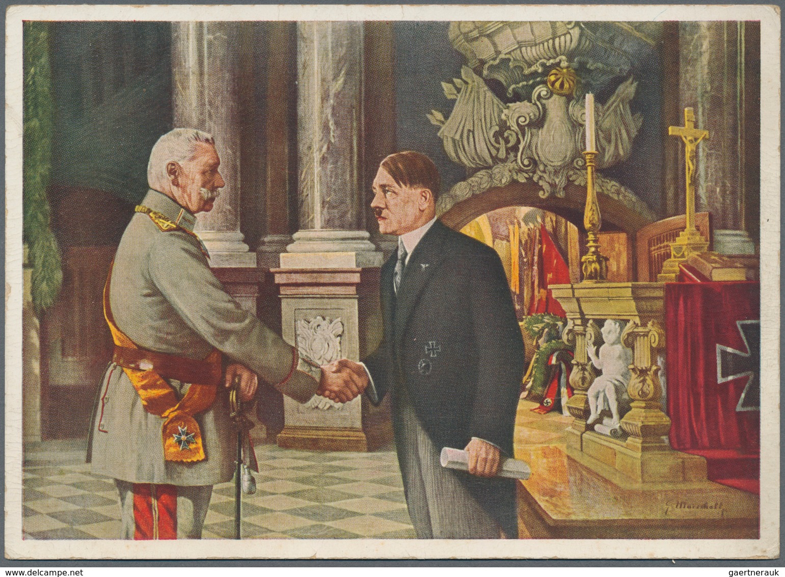 Ansichtskarten: Propaganda: 1933. Farbkarte "Das Gelöbnis In Der Garnisonkirche Zu Potsdam" Mit Abbi - Parteien & Wahlen