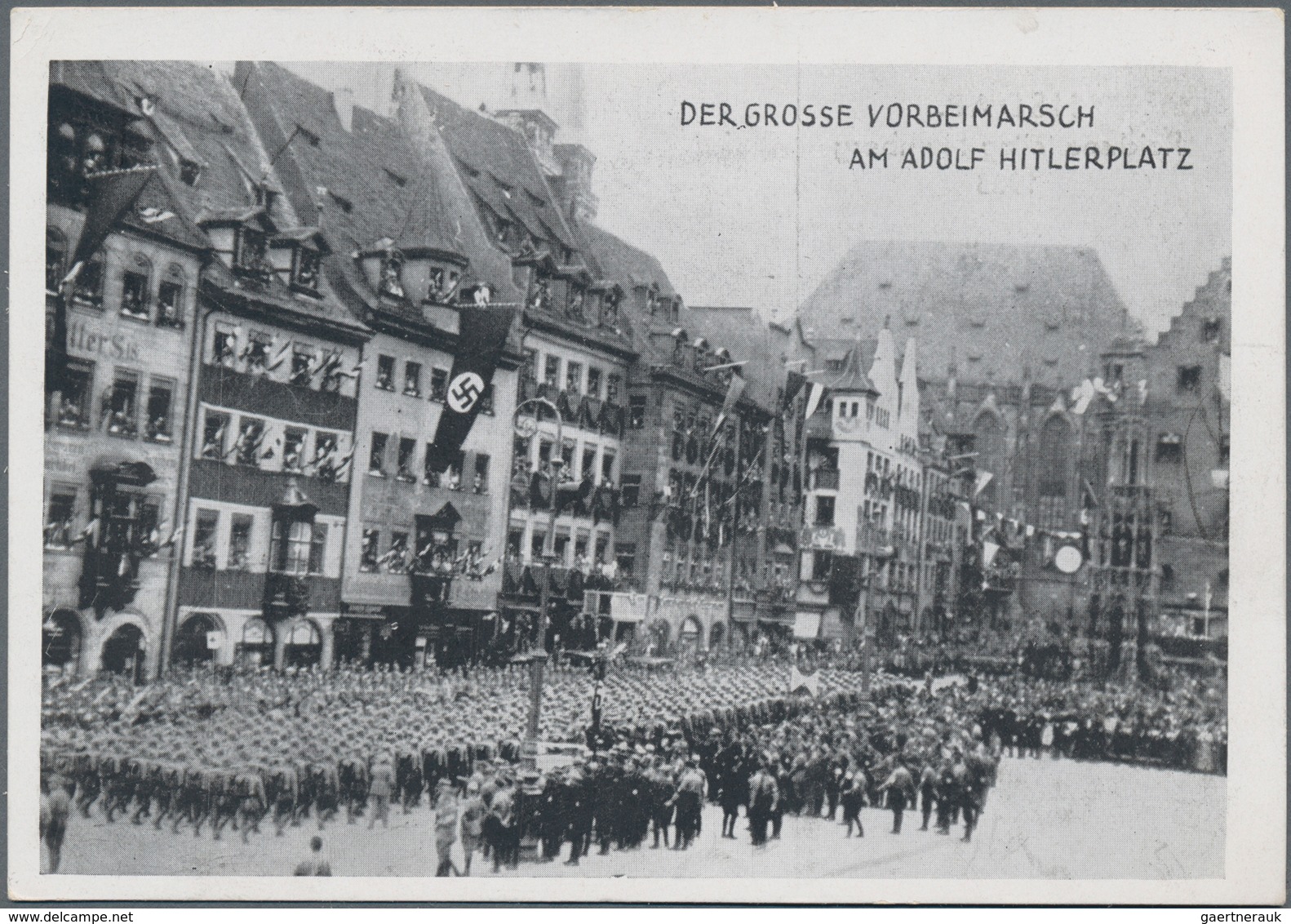 Ansichtskarten: Propaganda: 1933, Reichsparteitag Nürnberg "Der Große Vorbeimarsch An Adolf Hitlerpl - Partis Politiques & élections