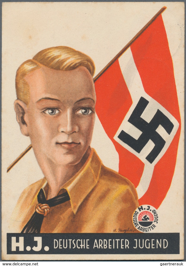 Ansichtskarten: Propaganda: 1933, "H.J. DEUTSCHE ARBEITER JUGEND", Großformatige Kolorierte Spendenk - Partidos Politicos & Elecciones