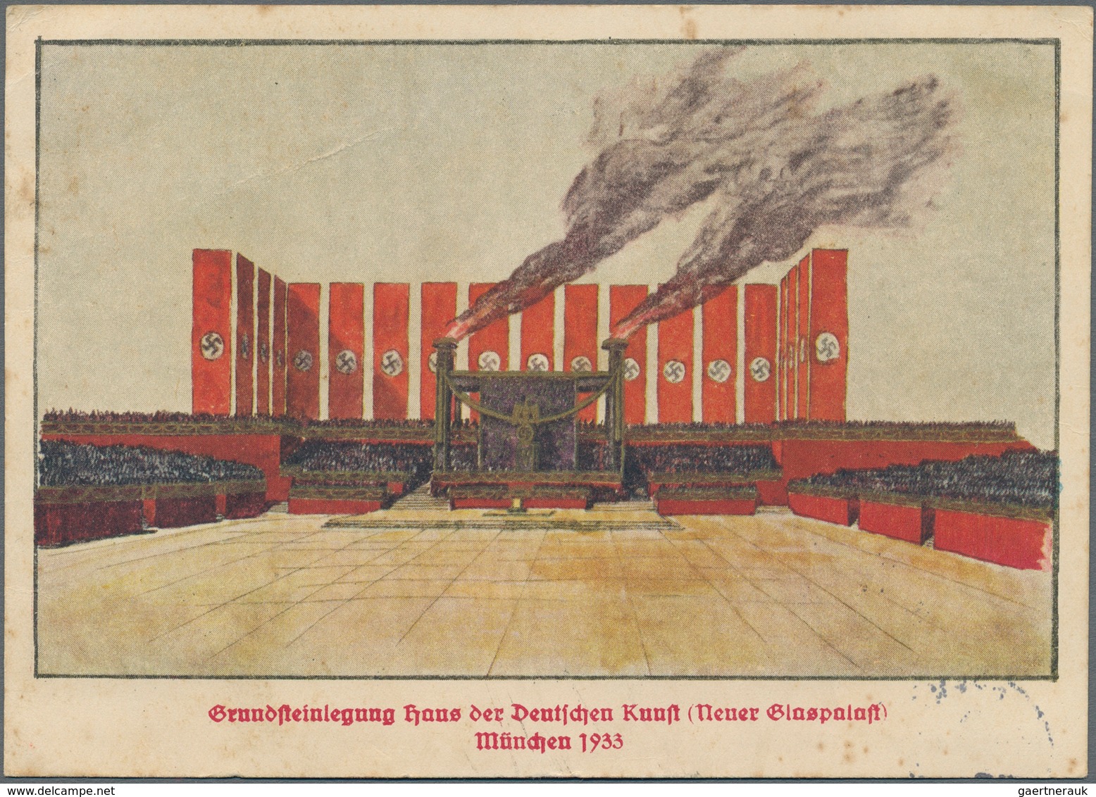 Ansichtskarten: Propaganda: 1933, Grundstenlegung Haus Der Deutschen Kunst (Neuer Glaspalast) Münche - Partis Politiques & élections