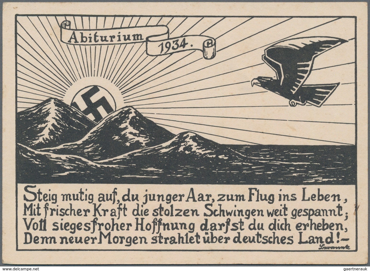 Ansichtskarten: Propaganda: 1934, Postkarte Des "Ludwig-Wilhelm-Gymnasiums" In Rastatt Zum Abitur 19 - Parteien & Wahlen