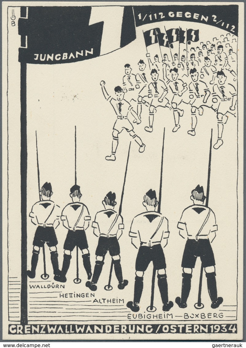 Ansichtskarten: Propaganda: 1934, "JUNGBANN 1/112 Gegen 2/112 Grenzwallwanderung Ostern 1934" Großfo - Political Parties & Elections
