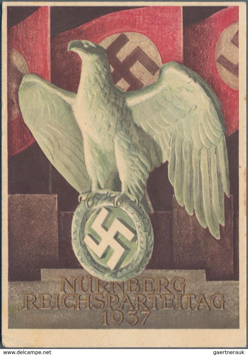 Ansichtskarten: Propaganda: 1934/1937, "Reichsparteitag Nürnberg", Drei Kolorierte Großformatige Pro - Politieke Partijen & Verkiezingen