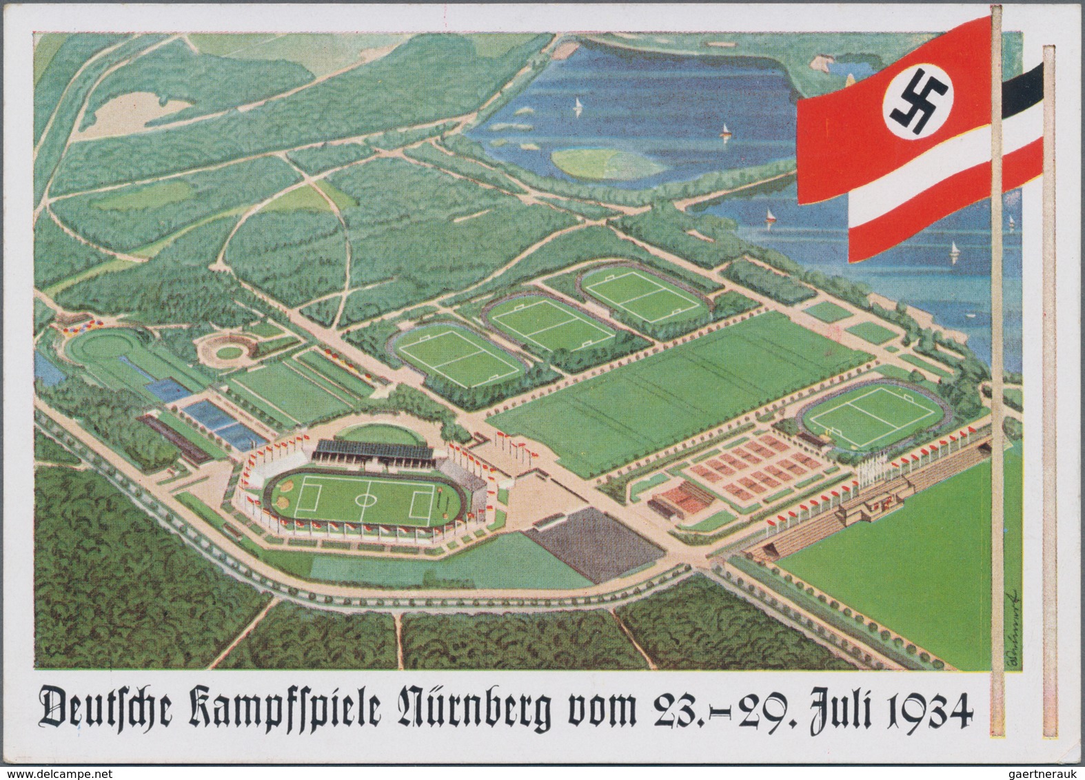 Ansichtskarten: Propaganda: 1934 Deutsche Kampfspiele Nürnberg / German War Games Nuremberg Advertis - Parteien & Wahlen