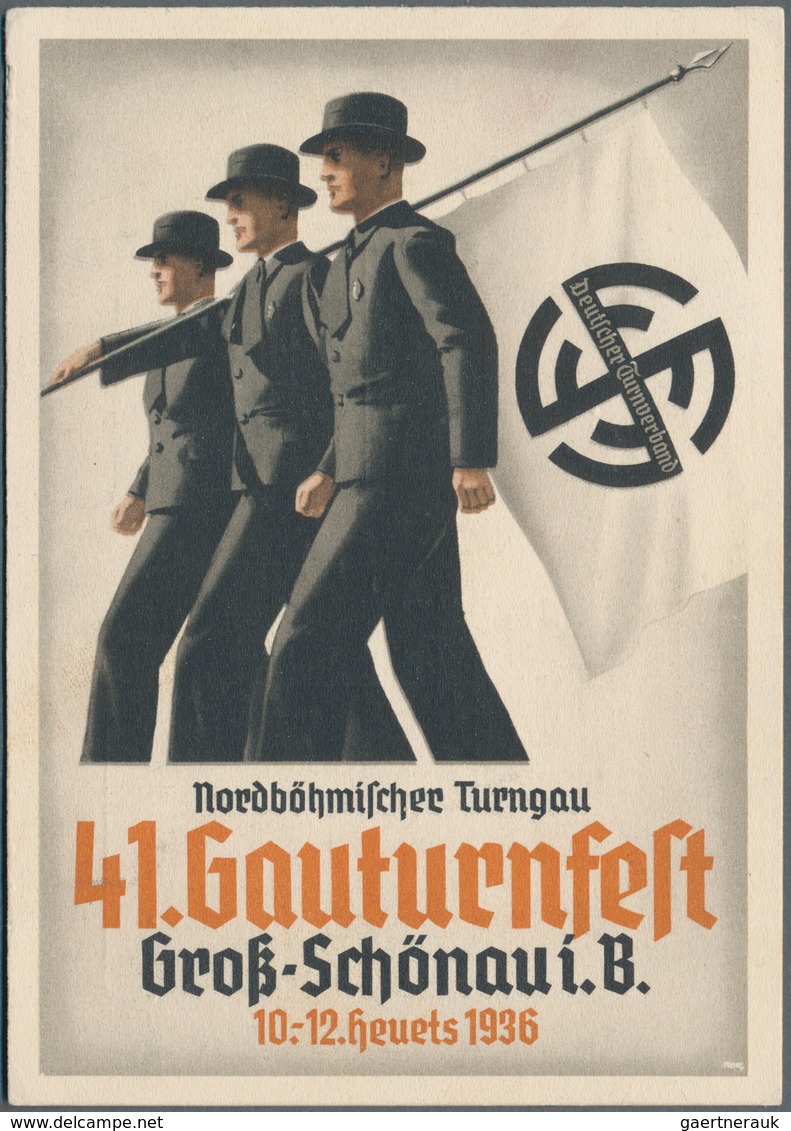 Ansichtskarten: Propaganda: 1936, Sudetenland: 41.Gauturnfest Groß-Schönau I.Böhmen, Mehrfarbige Kar - Politieke Partijen & Verkiezingen