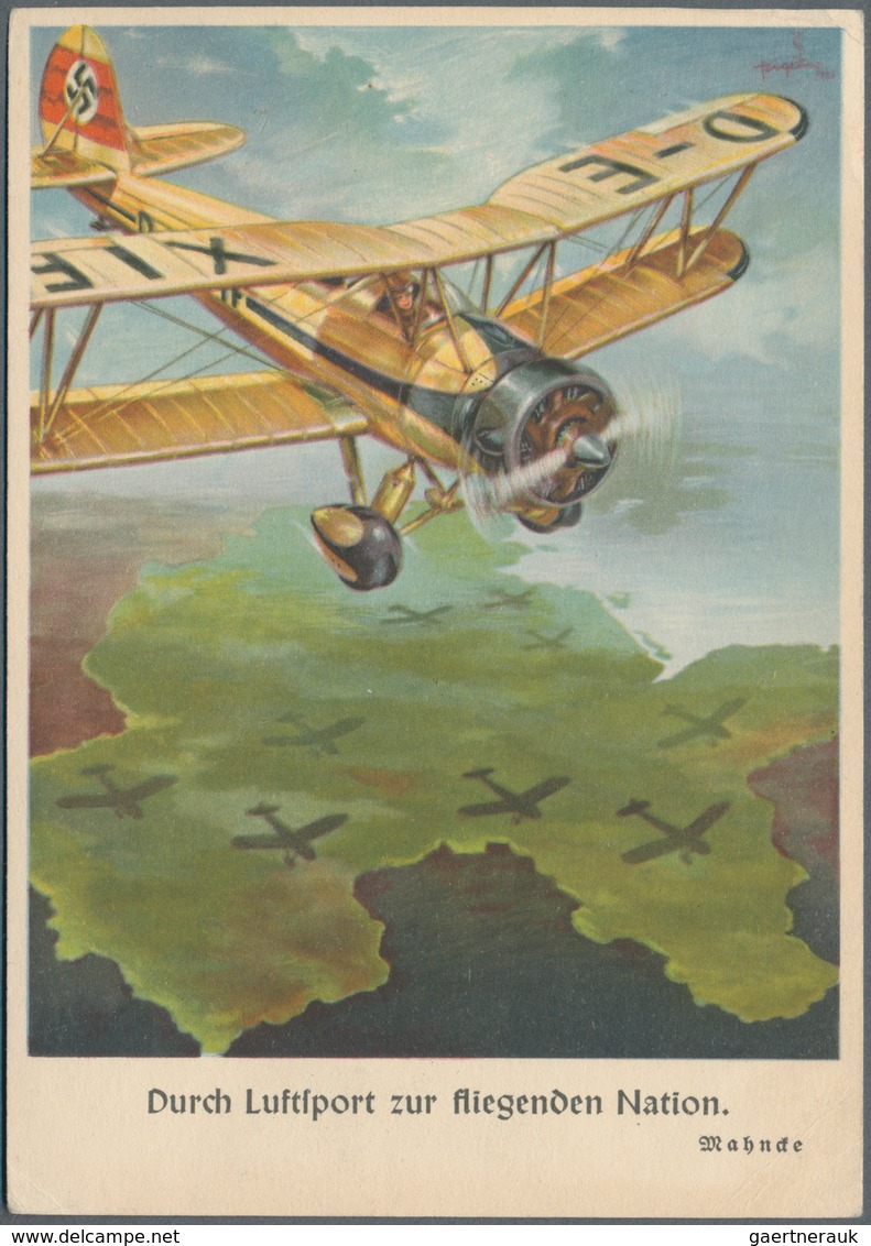 Ansichtskarten: Propaganda: 1936, Durch Luftsport Zur Fliegenden Nation, Mehrfarbige Karte Mit Abb. - Politieke Partijen & Verkiezingen