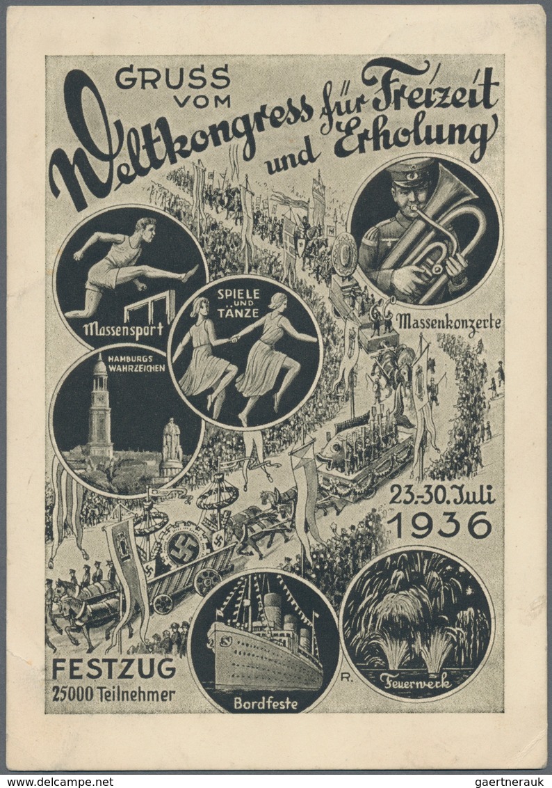 Ansichtskarten: Propaganda: 1936, "Weltkongress Für Freizeit Und Erholung" Hamburg 1936, Mit Abbildu - Politieke Partijen & Verkiezingen