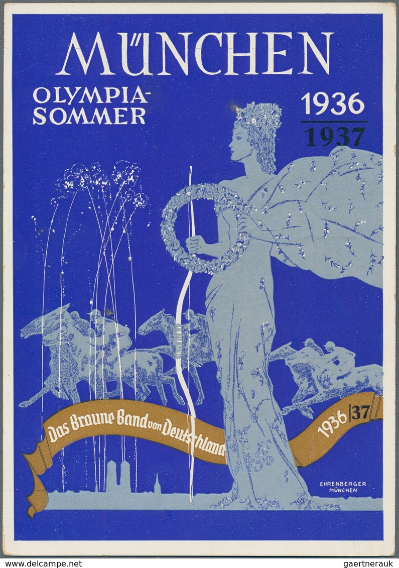 Ansichtskarten: Propaganda: 1936, "München Olympia-Sommer 1936/1937 Das Braune Band Von Deutschland" - Partis Politiques & élections