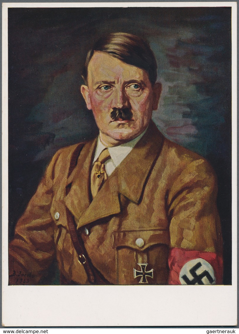 Ansichtskarten: Propaganda: 1936 Ca., Adolf HITLER Porträt, Großformatige Kolorierte Propagandakarte - Parteien & Wahlen