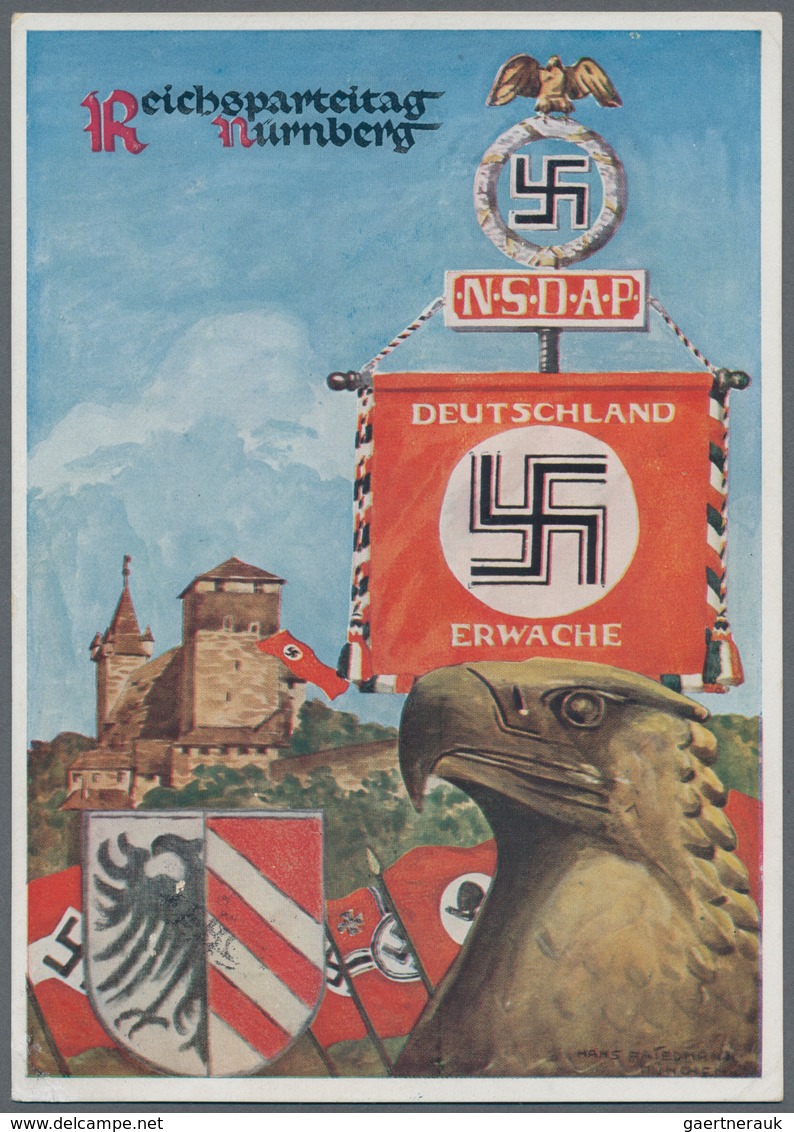 Ansichtskarten: Propaganda: 1936 Nürnberg Reichsparteitag / Nuremberg Rally Day Propaganda Card, Use - Partis Politiques & élections