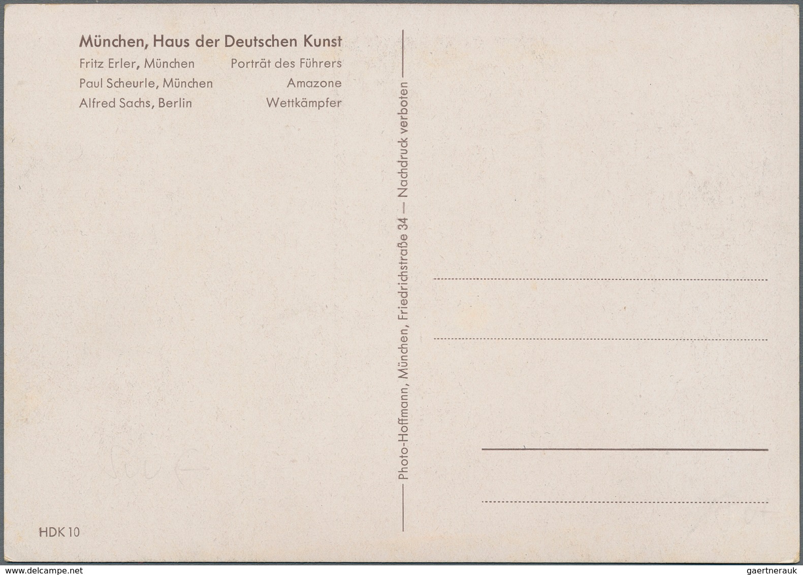 Ansichtskarten: Propaganda: 1937 Ca., München Haus Der Deutschen Kunst, Seltene Farbige HDK-Karte N° - Political Parties & Elections