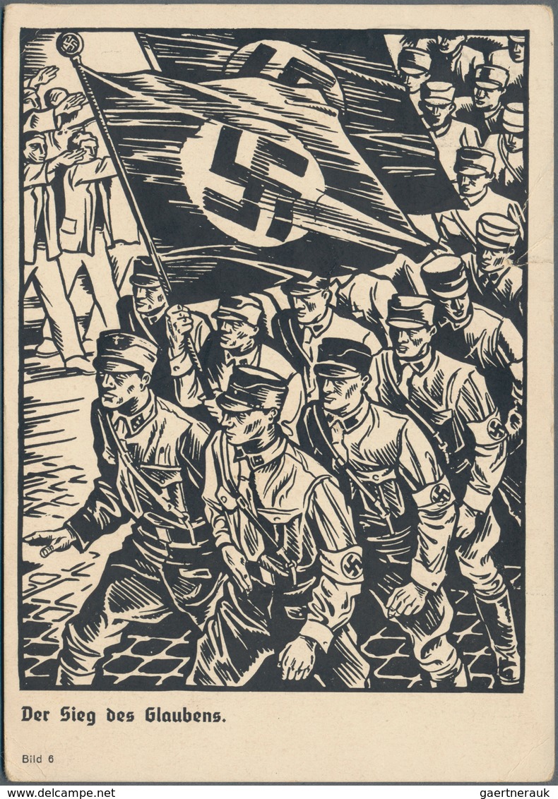 Ansichtskarten: Propaganda: 1937, Drei Großformatige Propagandakarten Aus Der Serie "Der Kampf Der S - Political Parties & Elections