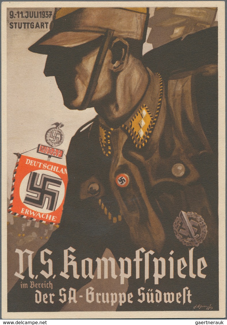 Ansichtskarten: Propaganda: 1937, "N.S. Kampfspiele Der SA-Gruppe Südwest Stuttgart", Abbildung NS-K - Politieke Partijen & Verkiezingen