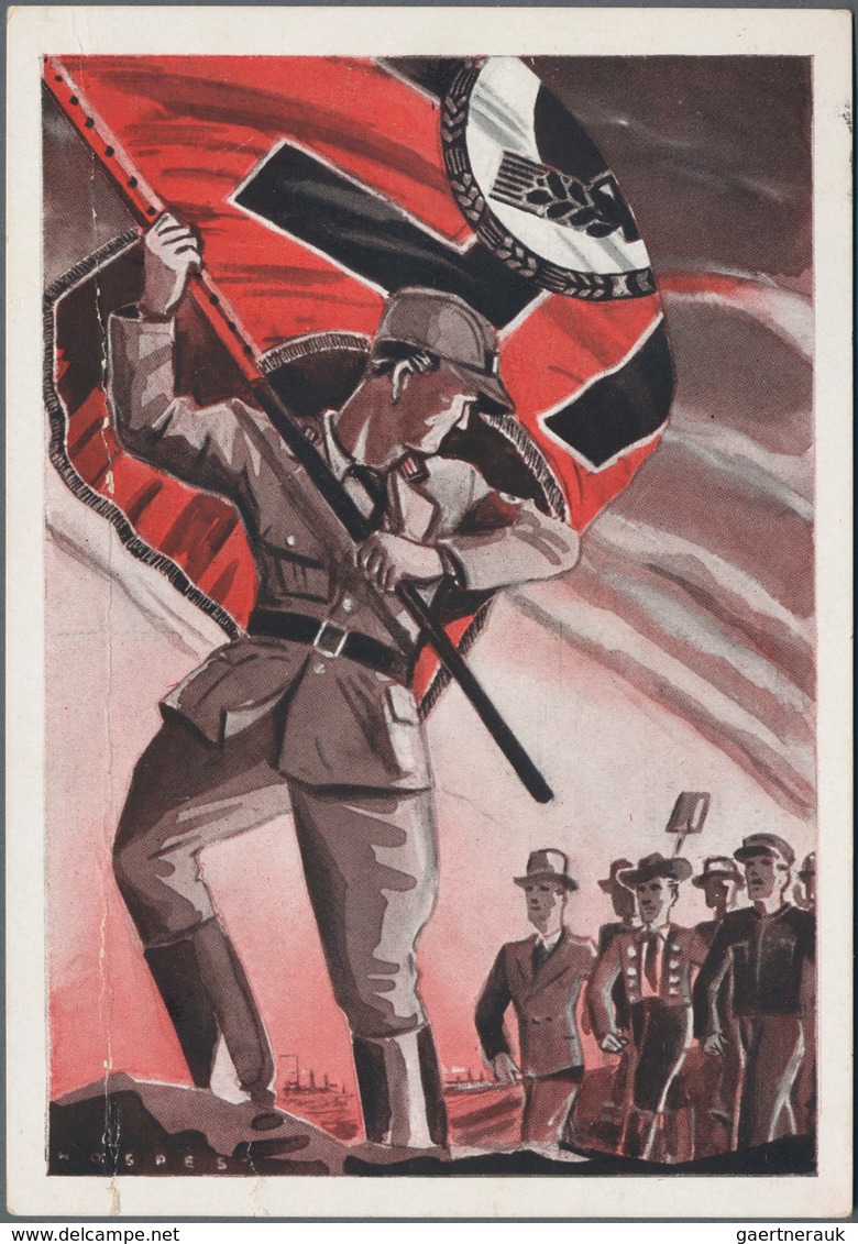 Ansichtskarten: Propaganda: 1937, Fürsorge Im Arbeitsdienst Durch "Arbeitsdank" Kolorierte Großforma - Political Parties & Elections