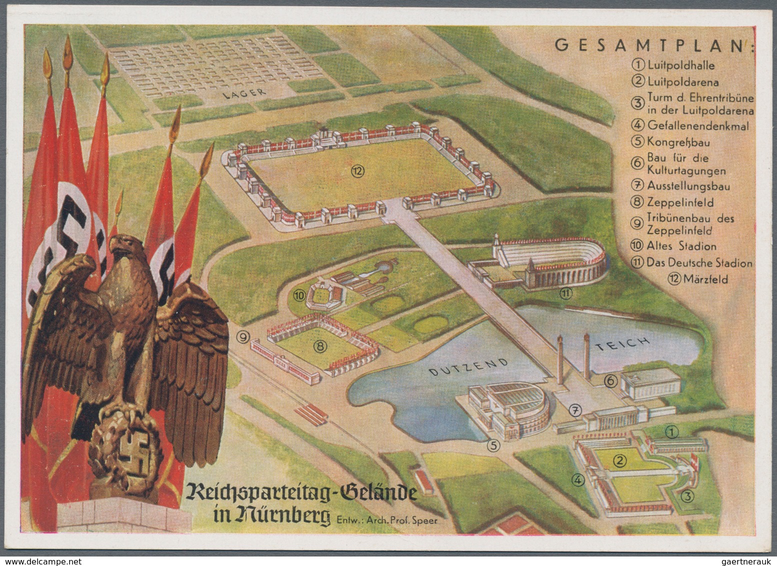 Ansichtskarten: Propaganda: 1937,"REICHSPARTEITAG NÜRNBERG", Übersicht Des Parteitagsgeländes Neben - Political Parties & Elections