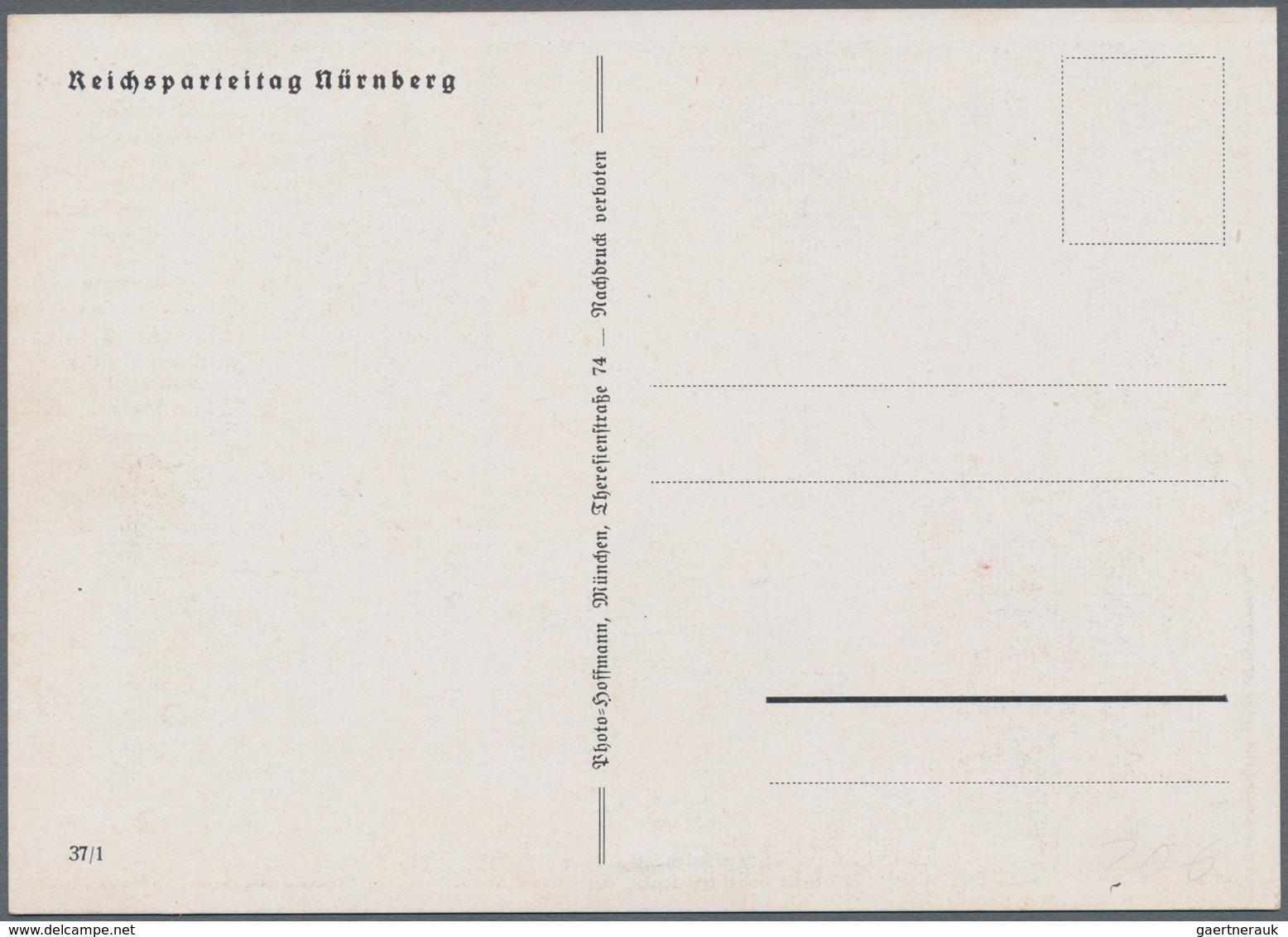 Ansichtskarten: Propaganda: 1937,"REICHSPARTEITAG NÜRNBERG", Übersicht Des Parteitagsgeländes Neben - Partis Politiques & élections