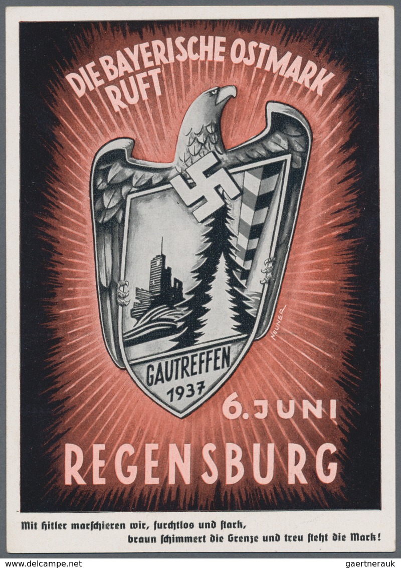Ansichtskarten: Propaganda: 1937 Original Regensburg Gau (Regional) Nazi Meeting Card: "Die Bayerisc - Political Parties & Elections